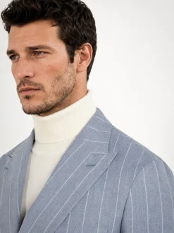 Costume croisé rayé bleu clair - Made in Italy