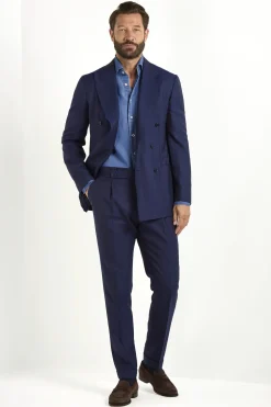Costume croisé rayé bleu - Made in Italy