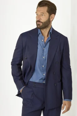 Costume croisé rayé bleu - Made in Italy