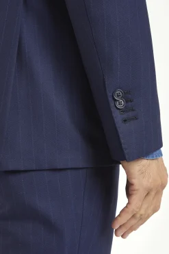 Costume croisé rayé bleu - Made in Italy