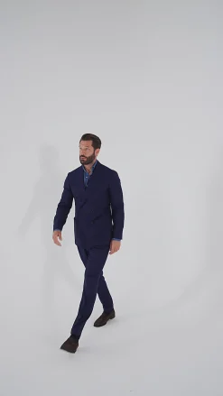 Costume croisé rayé bleu - Made in Italy