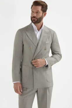 Costume croisé vert Super 150's - Made in Italy