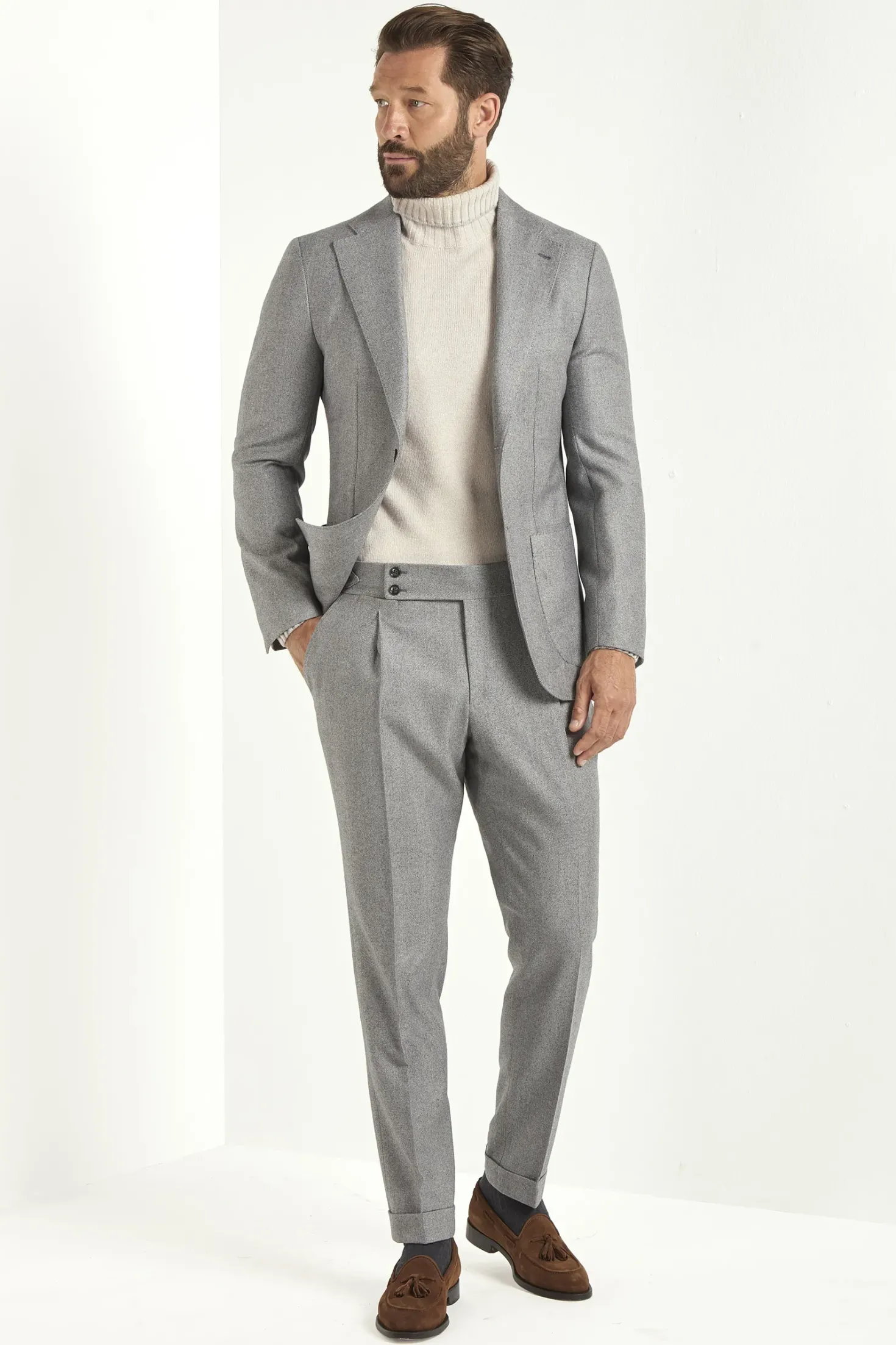 Costume gris clair à chevrons - Made in Italy