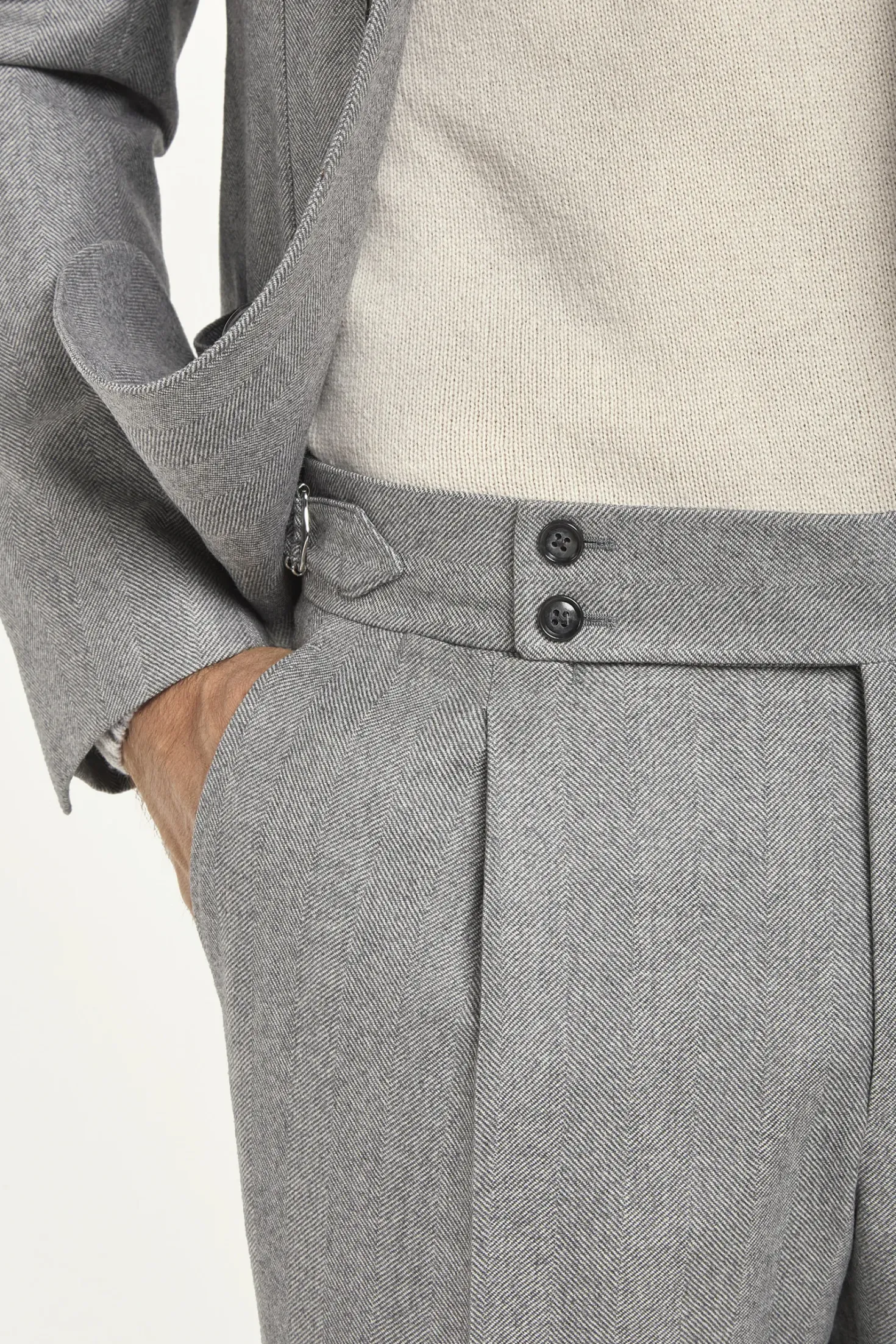 Costume gris clair à chevrons - Made in Italy