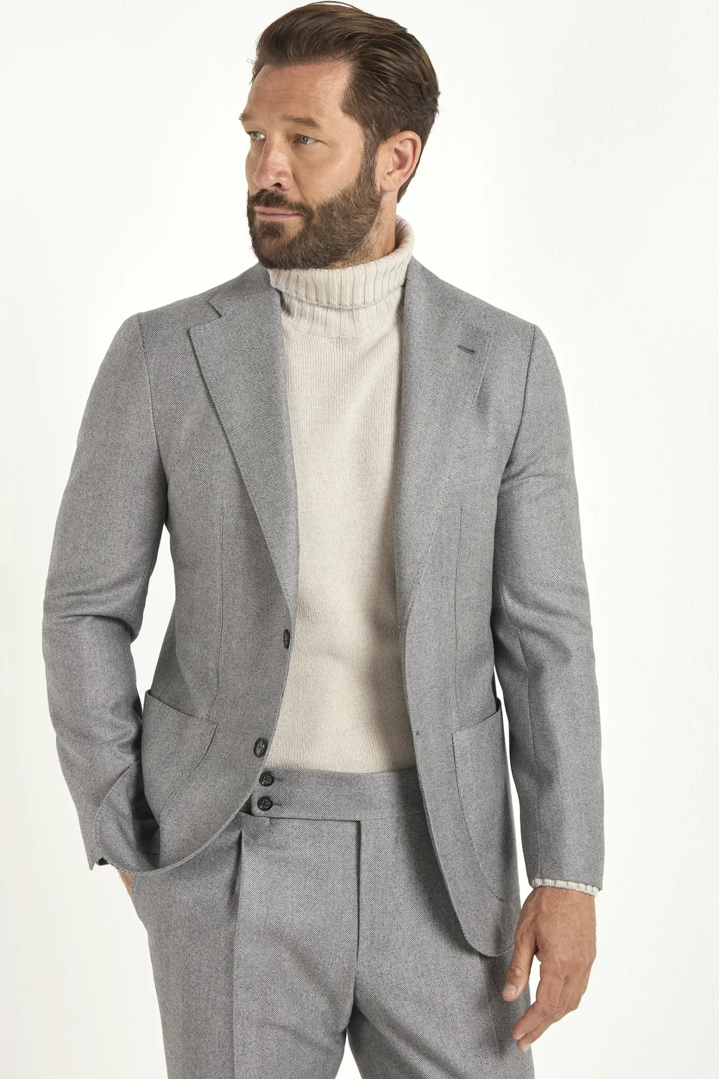 Costume gris clair à chevrons - Made in Italy