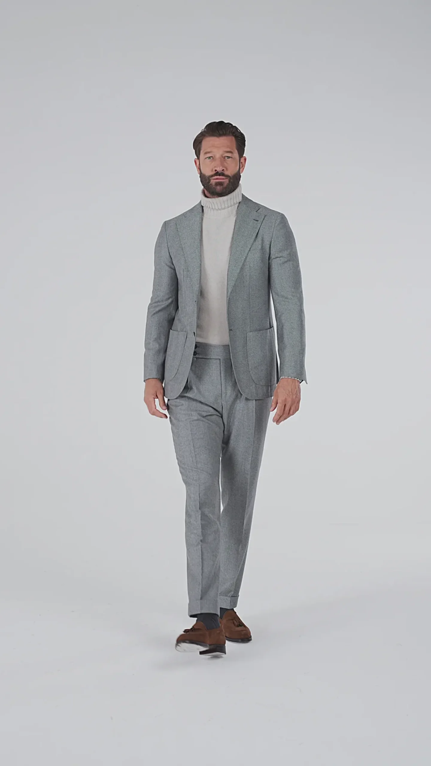 Costume gris clair à chevrons - Made in Italy