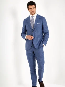 Costume rayé bleu clair - Made in Italy