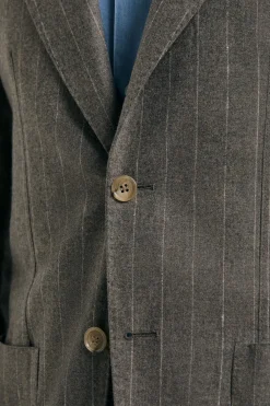 Costume rayé marron en laine et cachemire - Made in Italy