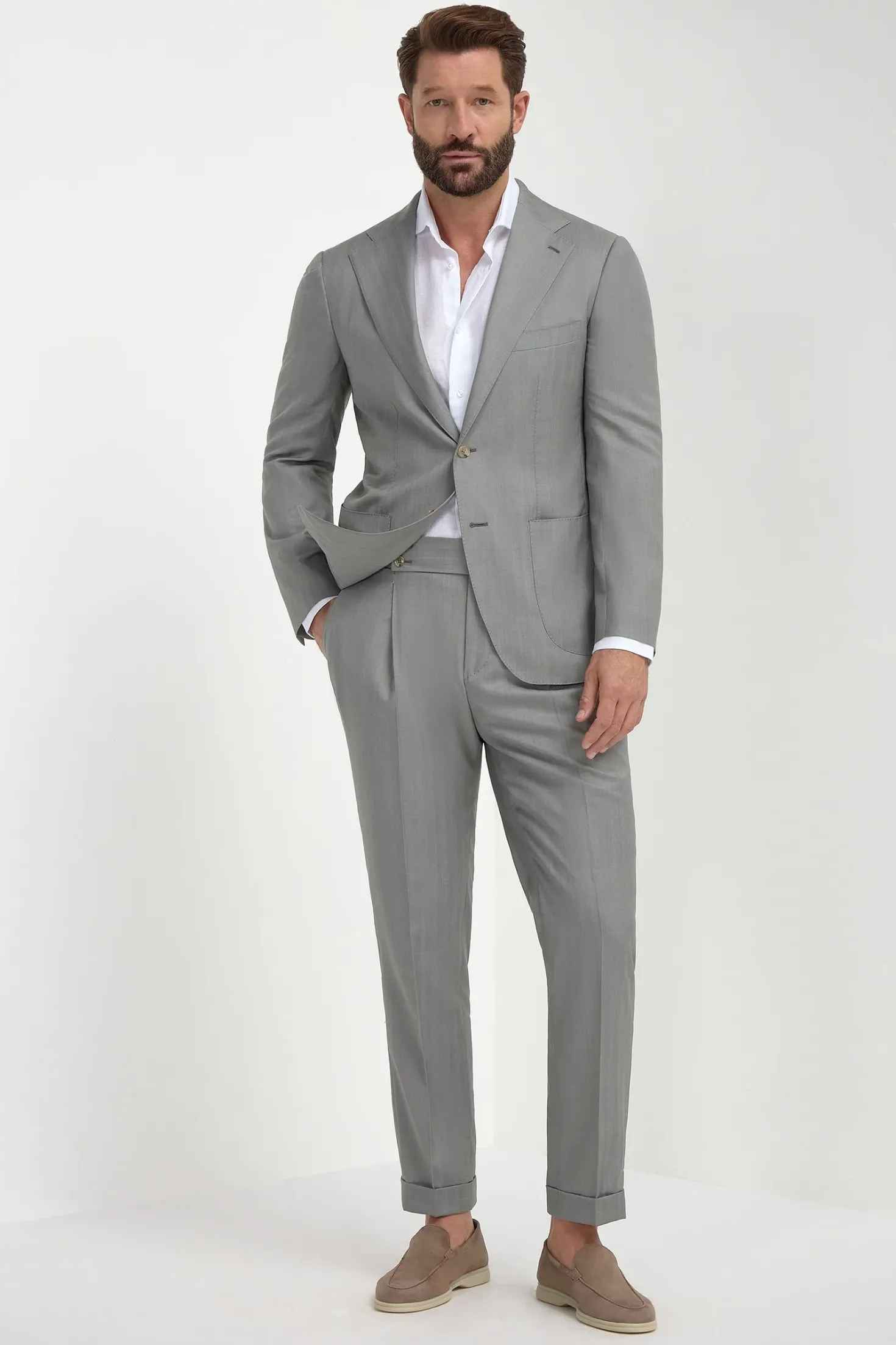 Costume solaro en laine et soie Sauge - Made in Italy