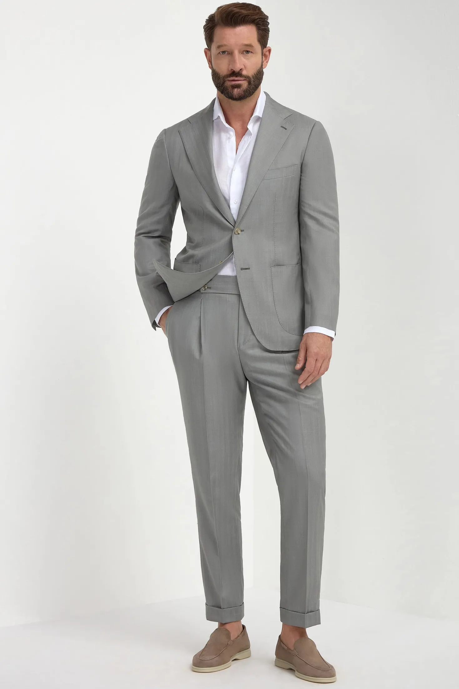 Costume solaro en laine et soie Sauge - Made in Italy