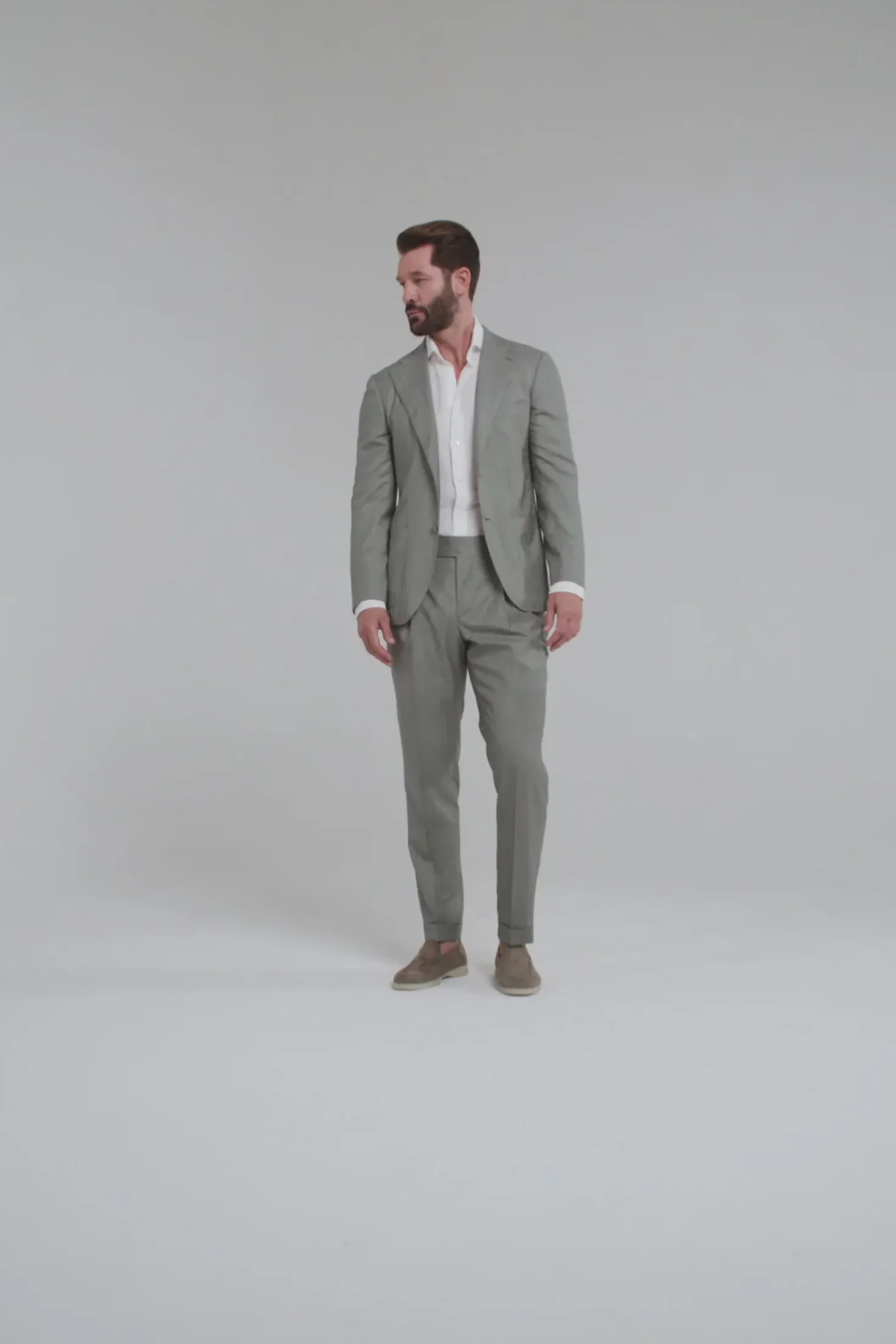 Costume solaro en laine et soie Sauge - Made in Italy