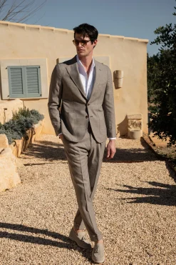 Costume tabac en laine, soie et lin - Made in Italy