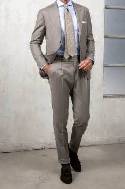 Costume taupe en laine et cachemire - Made in Italy