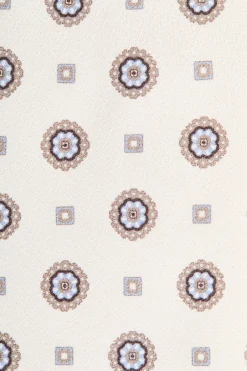 Cravate Blanc cassé à micro motif floral - Made in Italy