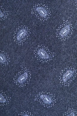 Cravate bleue en laine et cachemire à motif cachemire - Made in Italy
