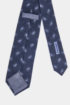 Cravate bleue en laine et cachemire à motif cachemire - Made in Italy