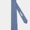 Cravate bleue à motif floral en soie - Made in Italy