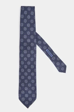 Cravate bleue à motif floral - Made in Italy