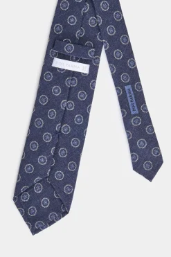 Cravate bleue à motif floral - Made in Italy