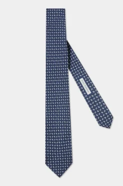 Cravate bleue à motif paisley en soie - Made in Italy