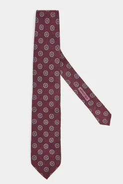 Cravate bordeaux à motif floral - Made in Italy