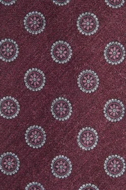 Cravate bordeaux à motif floral - Made in Italy