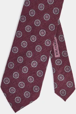 Cravate bordeaux à motif floral - Made in Italy