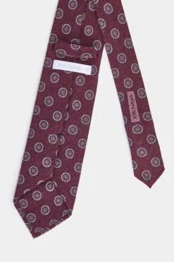 Cravate bordeaux à motif floral - Made in Italy