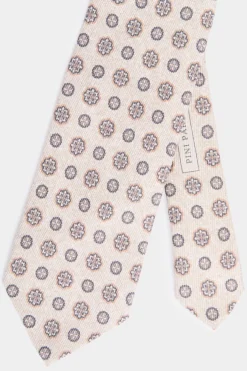 Cravate crème à motif floral - Made in Italy