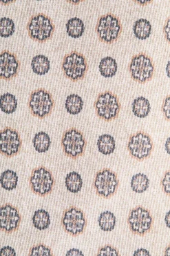Cravate crème à motif floral - Made in Italy