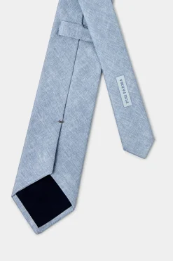 Cravate en lin et soie bleu ciel - Made in Italy