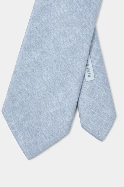 Cravate en lin et soie bleu ciel - Made in Italy