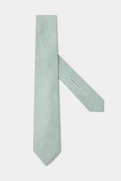 Cravate en lin et soie verte - Made in Italy