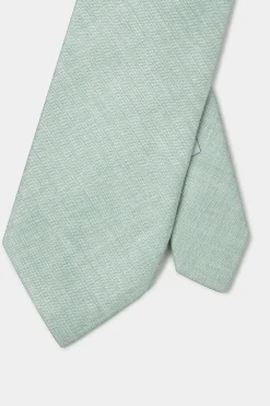 Cravate en lin et soie verte - Made in Italy