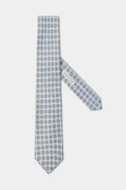 Cravate en soie fantaisie bleu clair - Made in Italy