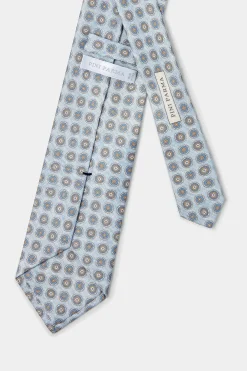 Cravate en soie fantaisie bleu clair - Made in Italy