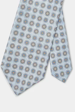 Cravate en soie fantaisie bleu clair - Made in Italy