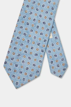 Cravate en soie fantaisie bleu clair - Made in Italy