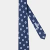 Cravate en soie à grand motif fantaisie bleu - Made in Italy