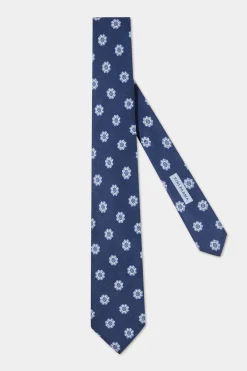 Cravate en soie à grand motif fantaisie bleu - Made in Italy