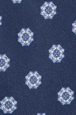 Cravate en soie à grand motif fantaisie bleu - Made in Italy