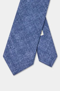 Cravate en soie imprimée bleue - Made in Italy