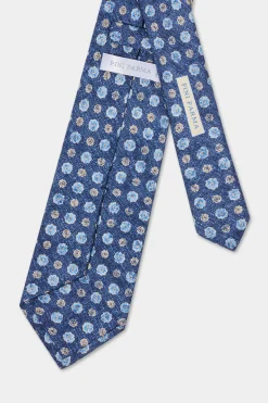 Cravate fantaisie bleue en soie - Made in Italy