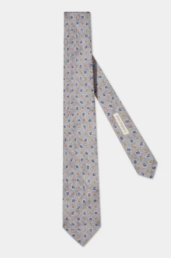 Cravate fantaisie grise en soie - Made in Italy