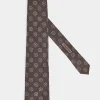 Cravate marron à motif floral - Made in Italy