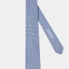 Cravate micro-fantaisie en soie bleue - Made in Italy