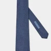 Cravate micro-fantaisie en soie bleue - Made in Italy