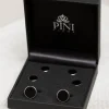 Ensemble de boutons de manchette et boutons de plastron noirs - Made in Italy