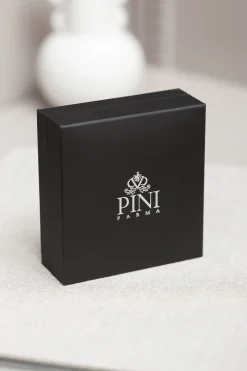 Ensemble de boutons de manchette et boutons de plastron noirs avec détail Swarovski - Made in Italy