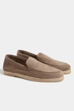 Espadrilles taupe en daim - Made in Italy